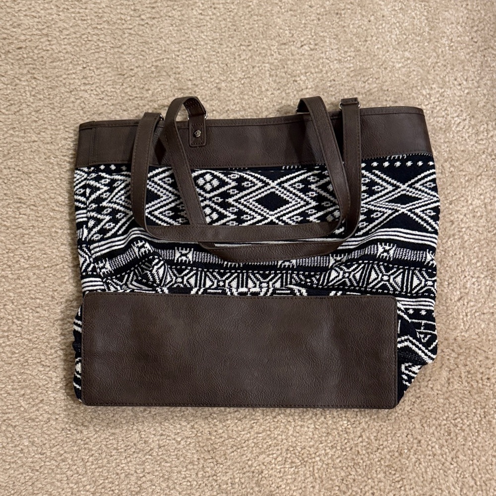 Chic Brown and Black Geometric Tote